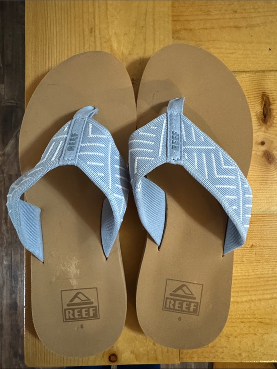 Reef Shoes - Reef Light Blue Geometric Strap Flip Flops